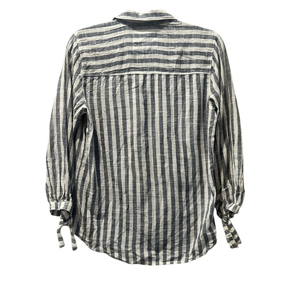 Abercrombie Fitch Women's Striped Button Up Shirt Blue White Cotton Size M - Picture 2 of 6